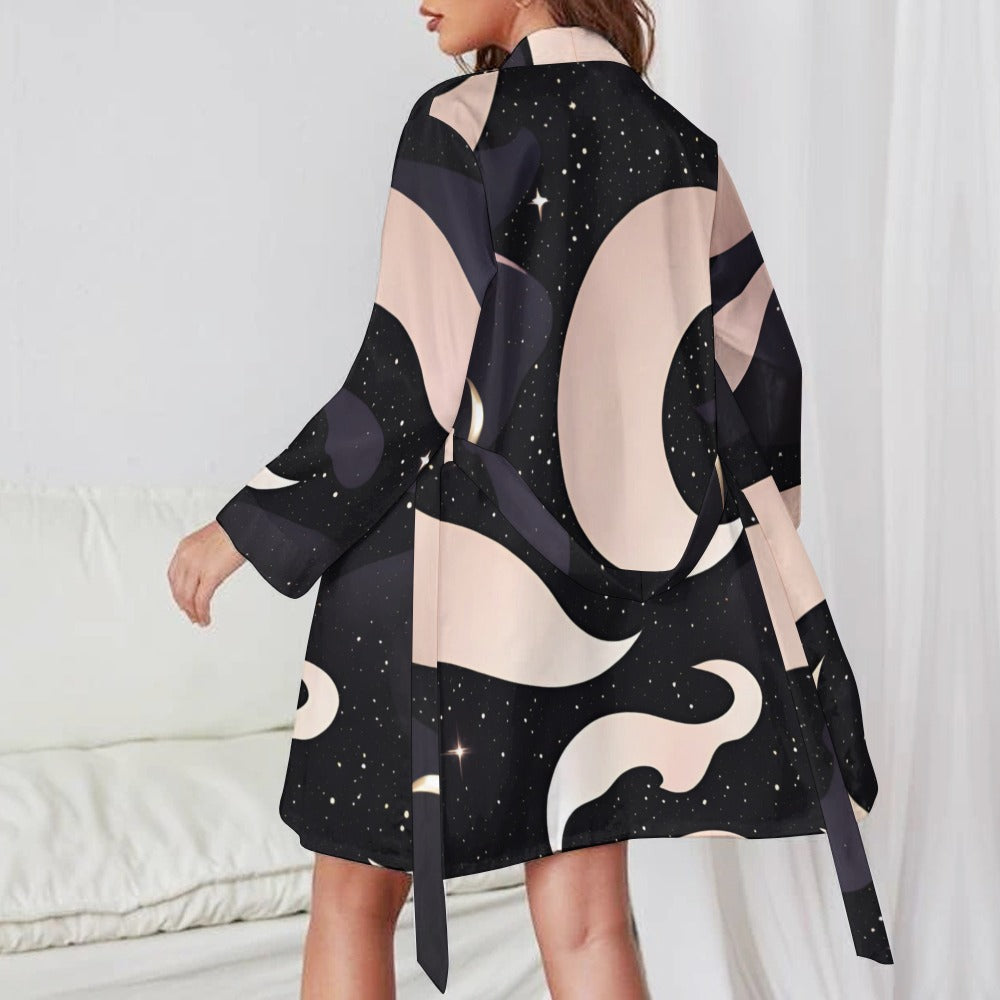 Cute Ladies Long Sleeve Belted Robe
