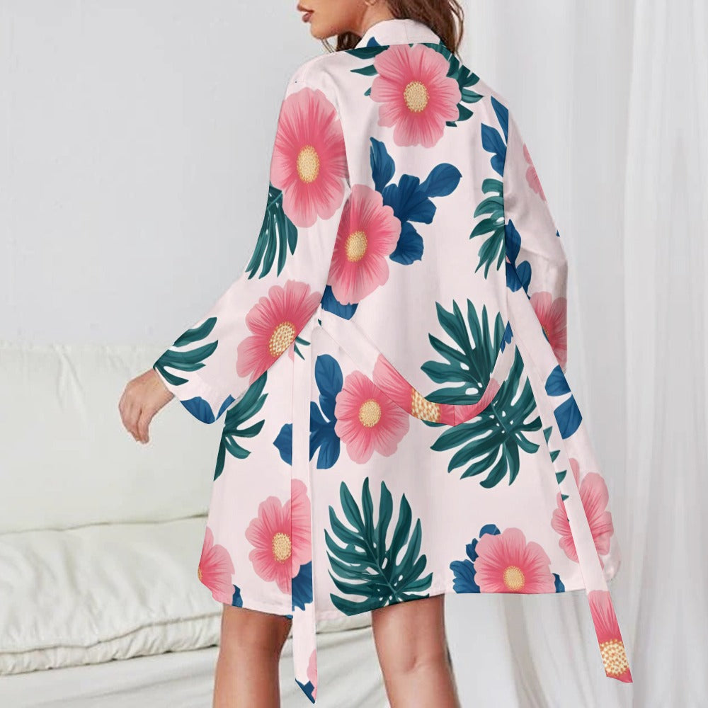 Cute Ladies Long Sleeve Belted Robe