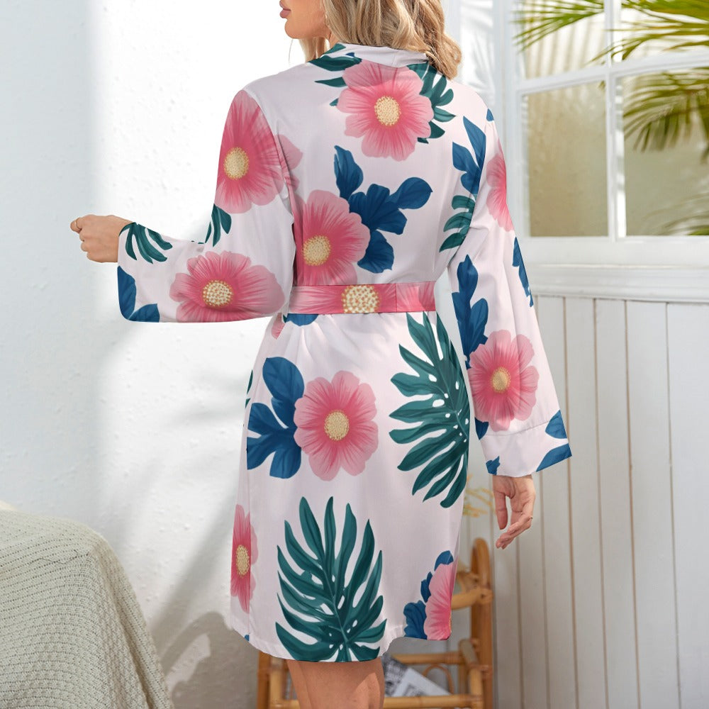 Cute Ladies Long Sleeve Belted Robe