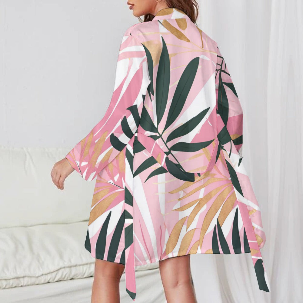 Cute Ladies Long Sleeve Belted Robe
