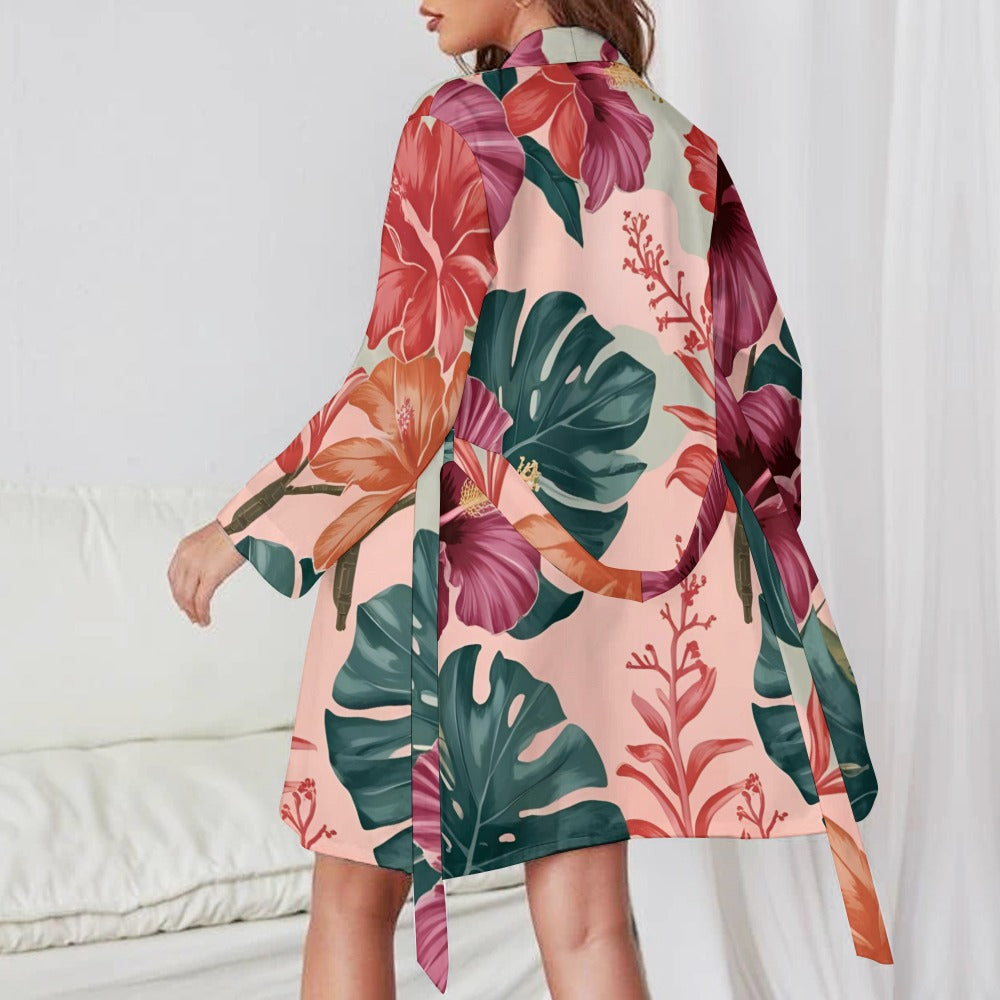 Cute Ladies Long Sleeve Belted Robe
